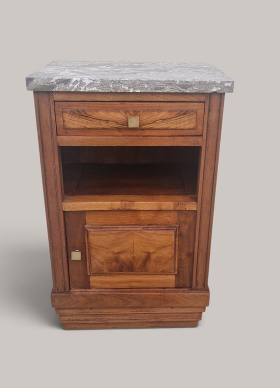Mobile Art Déco - Legno di noce e marmo grigio - Circa 1930, Credenze, Beige (foto 3 di 15)