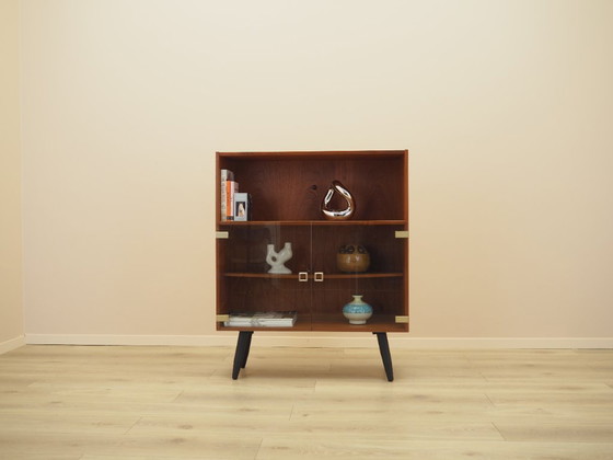 Dänische Teak Vitrine mit Glastüren und offenem Regal, 1970er Jahre (photo 4 of 13)