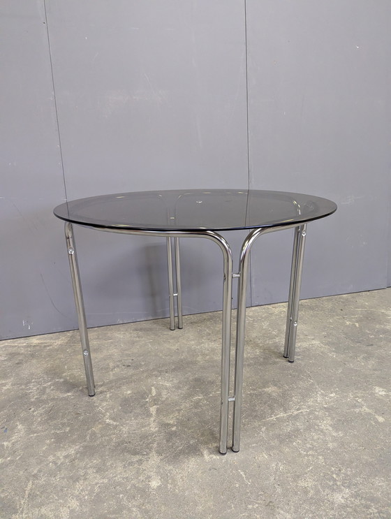 Image 1 of Vintage dining table chrome/ smoked glass