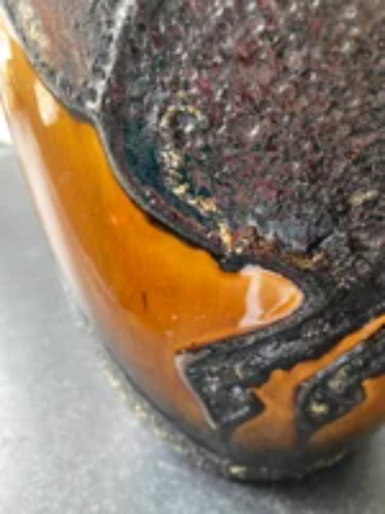 Image 1 of West Germany Scheurich 517-54 fat lava floor vase with horse