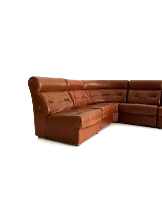 Vintage 6-Delige Modulaire Leren Bank, Jaren ‘80 – laauser, Modulaire banken, Wood, Leather (photo 2 of 14)