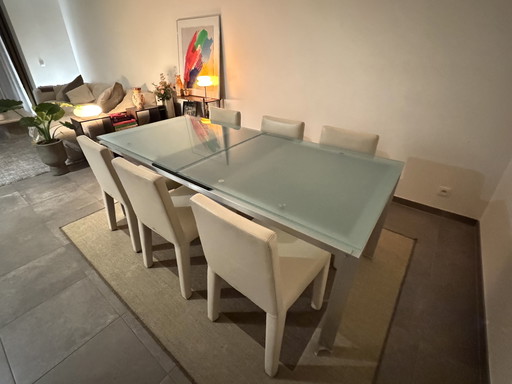 6 fauteuils design B&B Italia Vol Au Vent, Mario Bellini, cuir blanc