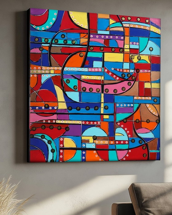 Image 1 of Cubism A1358 - abstract painting on XXL canvas