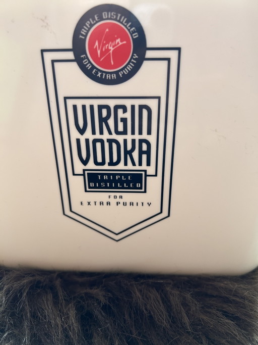 White square ice bucket with the iconic, vintage Virgin Vodka logo - Richard Branson