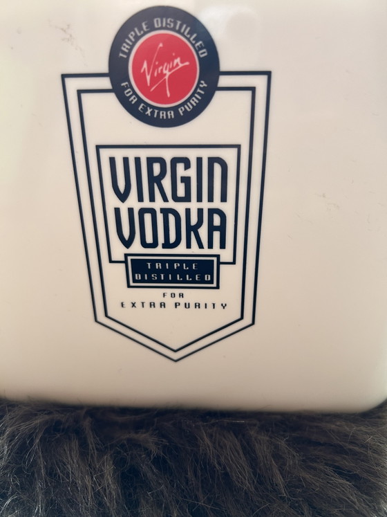 Image 1 of White square ice bucket with the iconic, vintage Virgin Vodka logo - Richard Branson