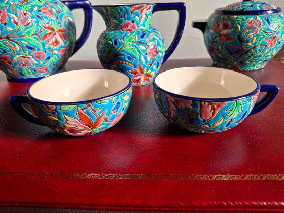 Image 1 of Juego de té esmaltado cloisonné de Longwy