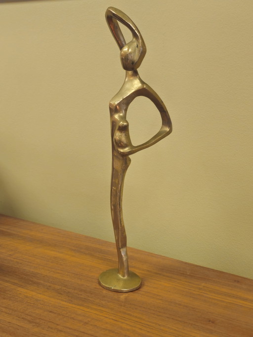 Abstract Messing Beeld Moeder Vrouw En Kind Vintage – decoratieve objecten, Brass (photo 2 of 8)