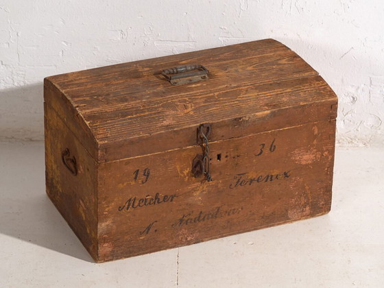 Antique travel chest with original inscription (Year 1936) #21 – Storage cabinet, Rustic (photo 11 of 40)