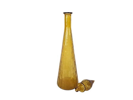 Image 1 of Decanter vintage - Empoli - vetro artistico - ambra - Italia - 1960