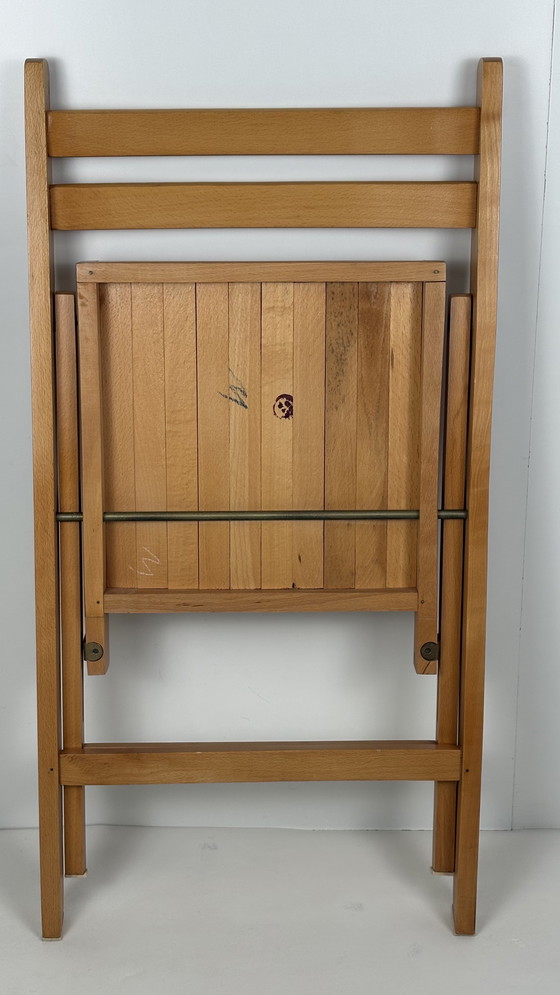 Image 1 of Vintage Japandi bistro folding chair wood 70s slatted seat