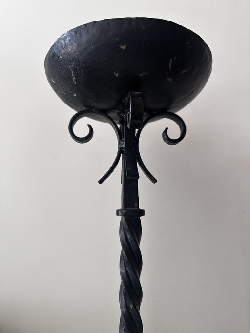 Brutalist cast iron candlestick