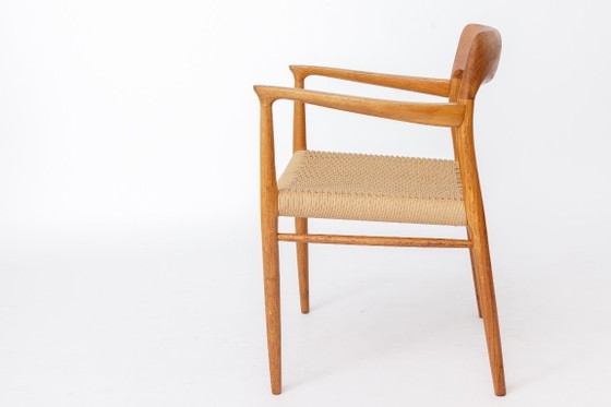Image 1 of Sillón modelo 56 de Niels Otto Møller, pieza rara | Roble danés | Asiento tejido a mano | Década de 1950