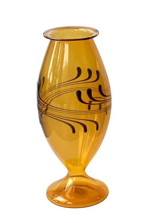 Image 1 of Thuringian glass art Amber vase from Lauscha