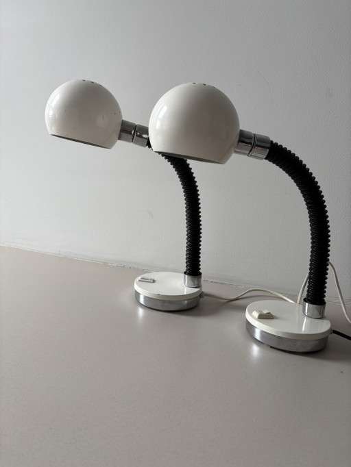 2 space age “eyeball” table lamps by Goffredo Regina, Italian design