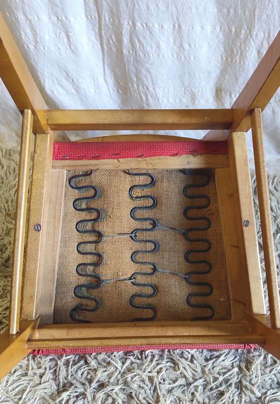 Image 1 of Modernistische stoel van massief hout en moleskin - jaren 1950