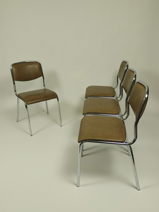 Image 1 of 4 sedie vintage in pelle Skai, anni '70