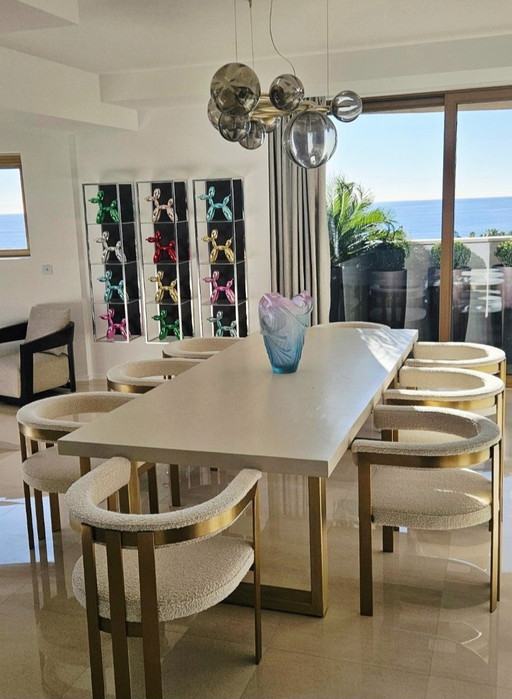 8 sillas Eichholtz Clubhouse Bouclé color crema