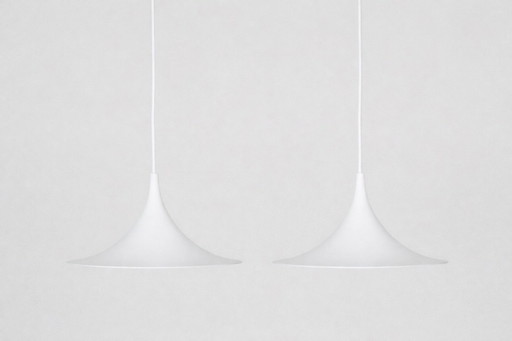 Coppia di 2 lampade a sospensione vintage danesi Semi di Bonderup e Thorup, Fog og Morup