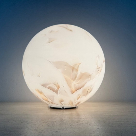 Image 1 of Vintage glass table lamp marble decor , 1970s 