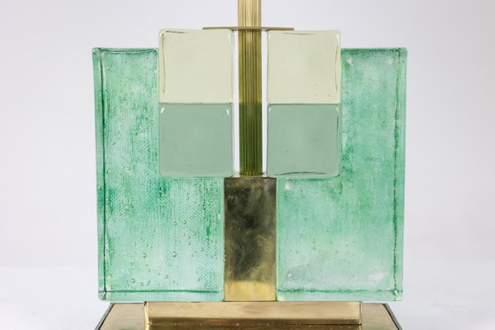 Image 1 of Paar Lampen aus Muranoglas, grün schillernd. 20. bis 21.