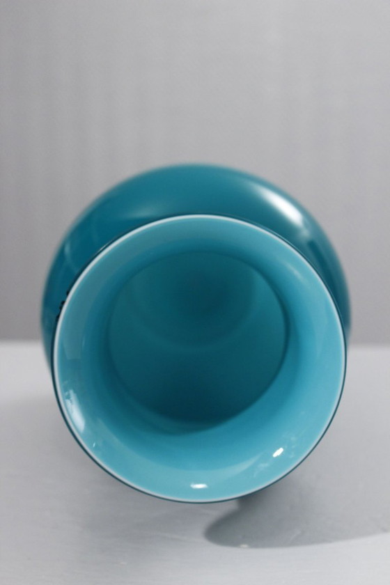 Image 1 of Ezio Rizzetto De Majo Murano - Large turquoise blown glass vase 1995