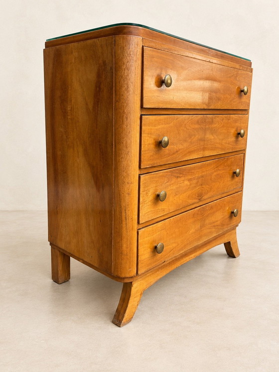 Walnut Art Deco Chest of drawers 50s vintage/retro, Wood, Brown (photo 6 of 9)
