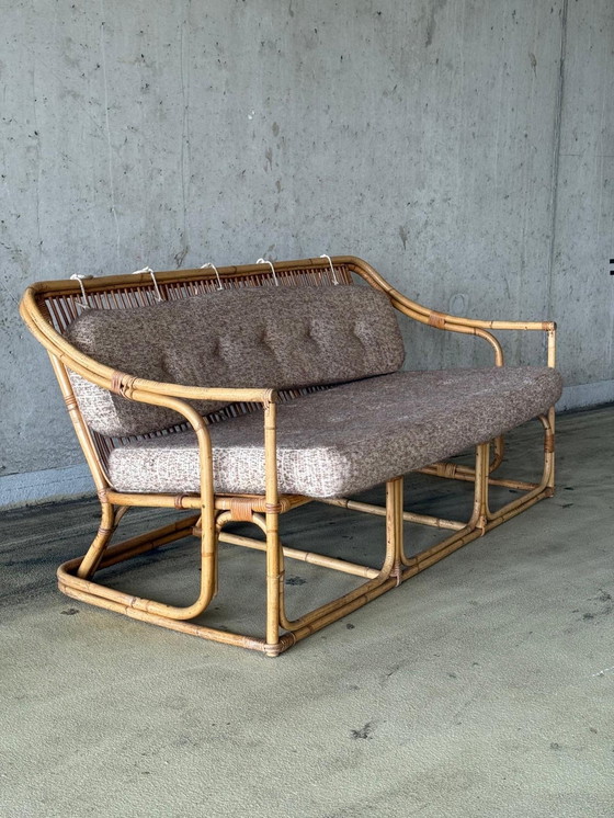 Image 1 of Divano a 3 posti in bambù boho di metà secolo / divano