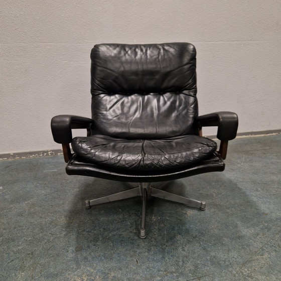 Image 1 of Strassle Vintage leather armchair swivel chair swivel chair