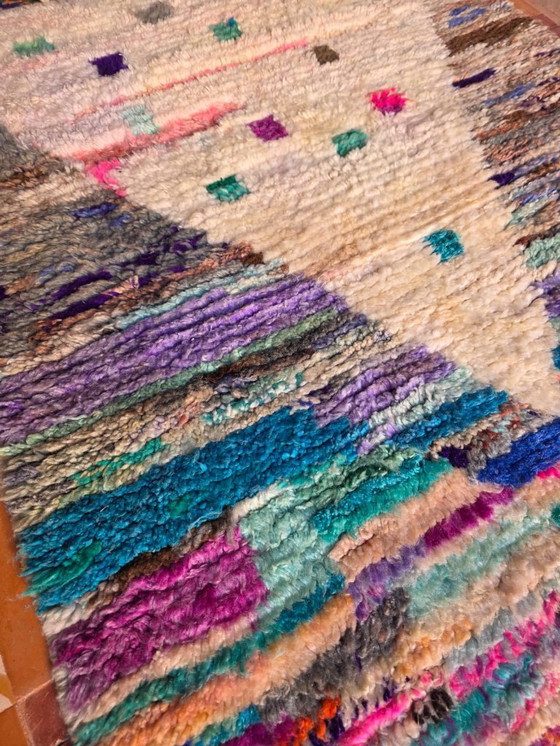 Image 1 of Abstraktes blau-cremefarbenes Boujaad-Muster, 150 x 100 cm