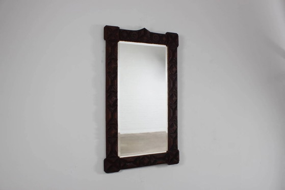 Antique Tramp Art wall mirror brutalism chip carving 1900 – Wood, Brutalist (photo 2 of 17)