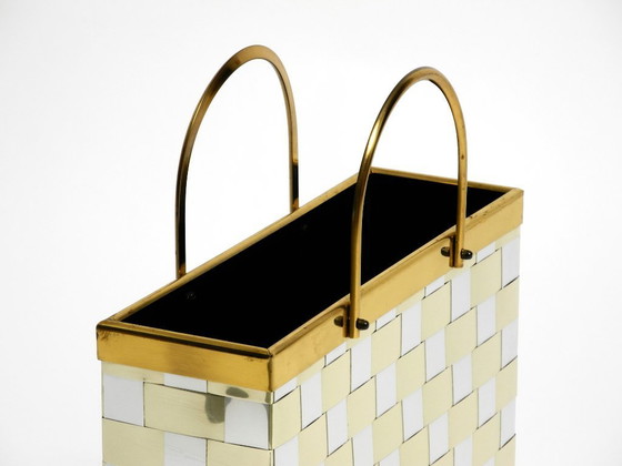 Image 1 of Stunning 1980s brass magazine rack in Hollywood Regency design