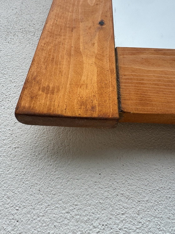 Pine wood Mirror 70s Charlotte PERRIAND style, Glass, Beige (photo 4 of 15)