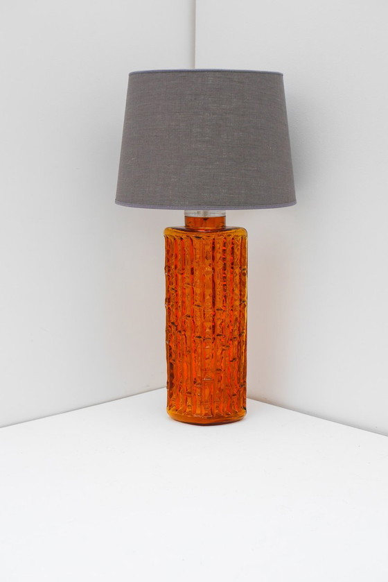 Grand Orange Glass Table Lamp by Gustav Leek for Orrefors, Sweden (photo 13 of 19)