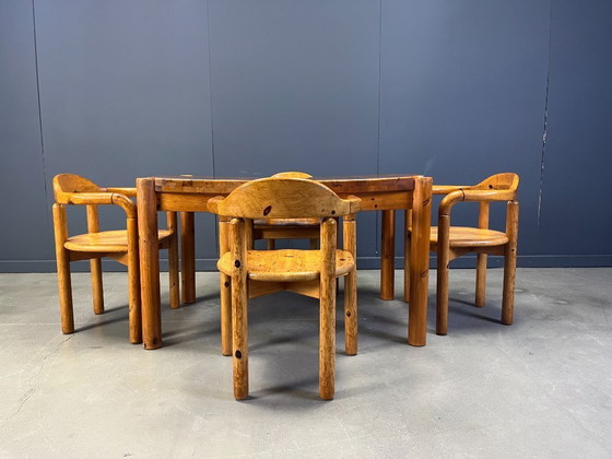 Image 1 of CJ Rosengaarden grenenhouten eethoek - set van 5 - jaren 70