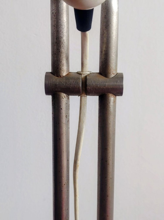 Image 1 of Modernist bauhaus glass ball floor lamp. Designer: Házi Tibor