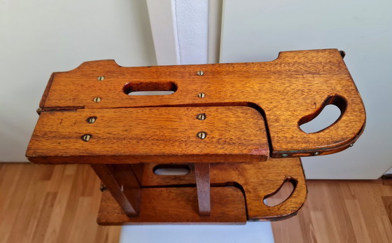 Image 1 of Antieke kajuit trap jachtboot trap ladder hout met koper