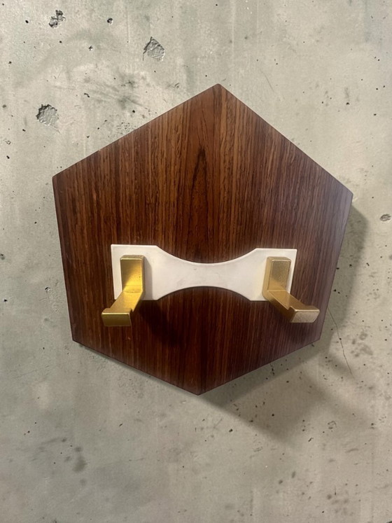 Image 1 of Danish Modern Garderoben-Kombination mit Cadovius Schuhschrank, geometrischer Wandgarderobe & massivem Teakspiegel