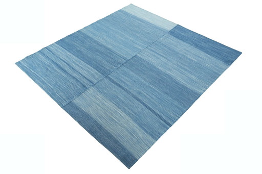Hand-woven designer kilim - 196 x 176 cm - Modern unique piece in shades of blue