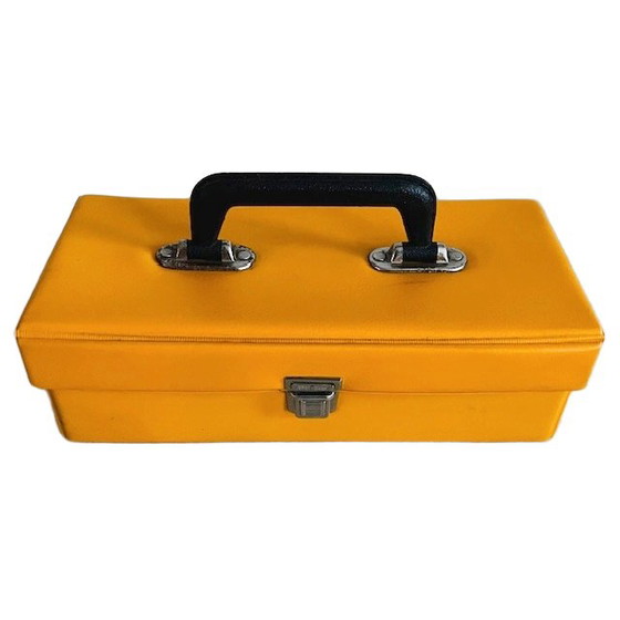 Image 1 of Custodia per cassette retrò vintage giallo ocra anni '70