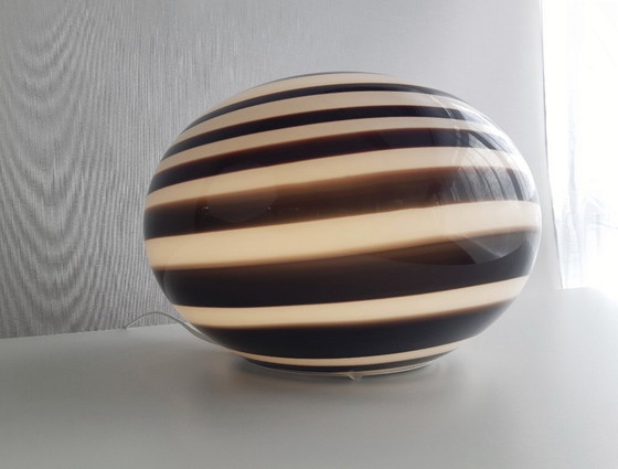 Image 1 of Large ILU di Vetro glass table lamp / floor lamp, model Zebra black and white glass, Italian glass Dutch design