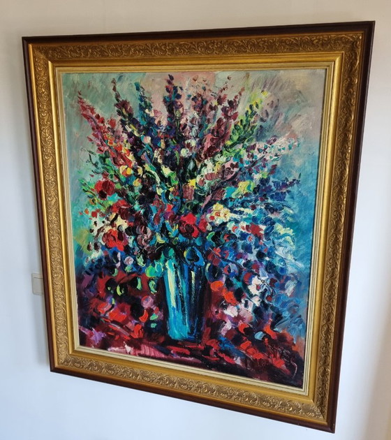 Jan Makkes - Colorful Floral Still Life – Paintings & Drawings, Wood, Canvas (photo 2 of 6)