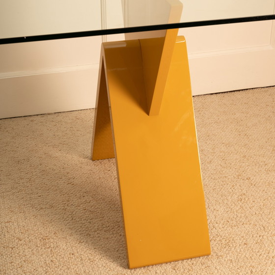 Image 1 of Lacquered & Glass Dining Table / Desk