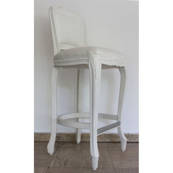 Image 1 of Vintage Louis bar stool for Sixinch in white polyurethane and steel