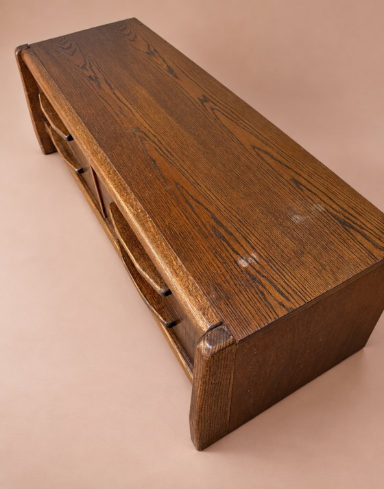 Commode en bois à quatre tiroirs, Buffet bas, Marron, Vintage (photo 3 sur 5)