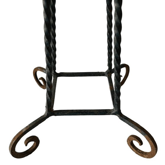 Image 1 of Table d'appoint pour plantes, style Mid-Century, en céramique rose et fer forgé, années 1960