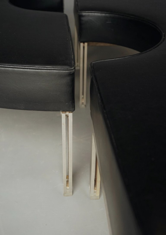 Mid-Century Round Modernist Benches. 1960s. Set of 2 – Metal, Plastic (photo 7 of 23)
