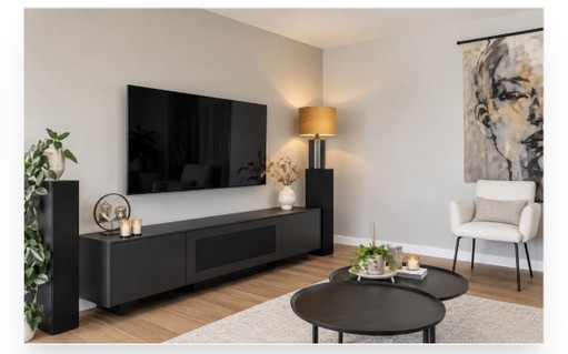 Splendido mobile TV artigianale con tessuto acustico – tv meubelen, Wood