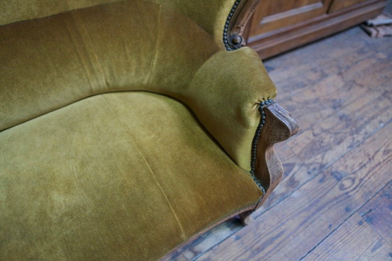 Image 1 of Divano a tre posti in velluto Luigi Filippo, Francia, XIX secolo