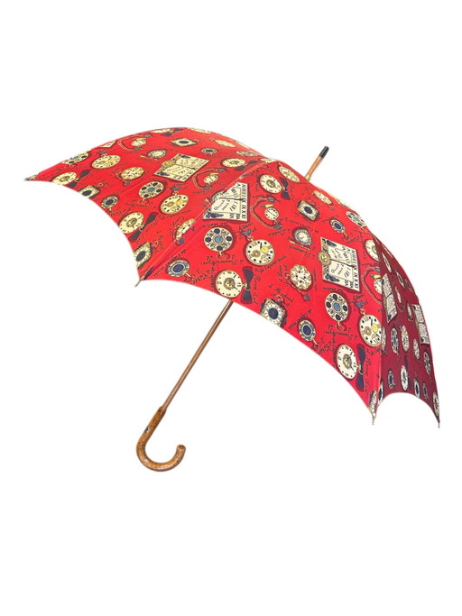 Fornasetti 90er Jahre Rote Uhren Serie Regenschirm – decoratieve objecten, Brass, Surrealism
