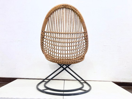 Image 1 of 2 armchairs with stool in rattan 60s design